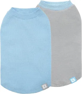 KYEESE 2Pack Dog Shirts Waffle for Small Dogs Stretchy Pet T-Shirts Lightweight Dog Tank Top Sleeveless Dogs Vest Breathable, X-Large, Blue Grey