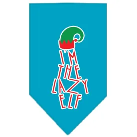 Lazy Elf Screen Print Pet Bandana Turquoise Size Large