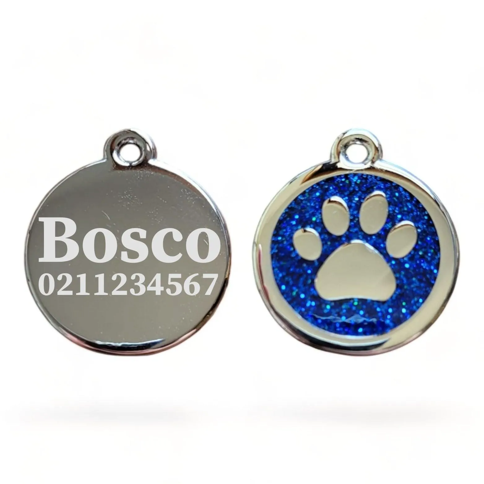 Mini Round Paw Print Cat & Dog ID Pet Tag