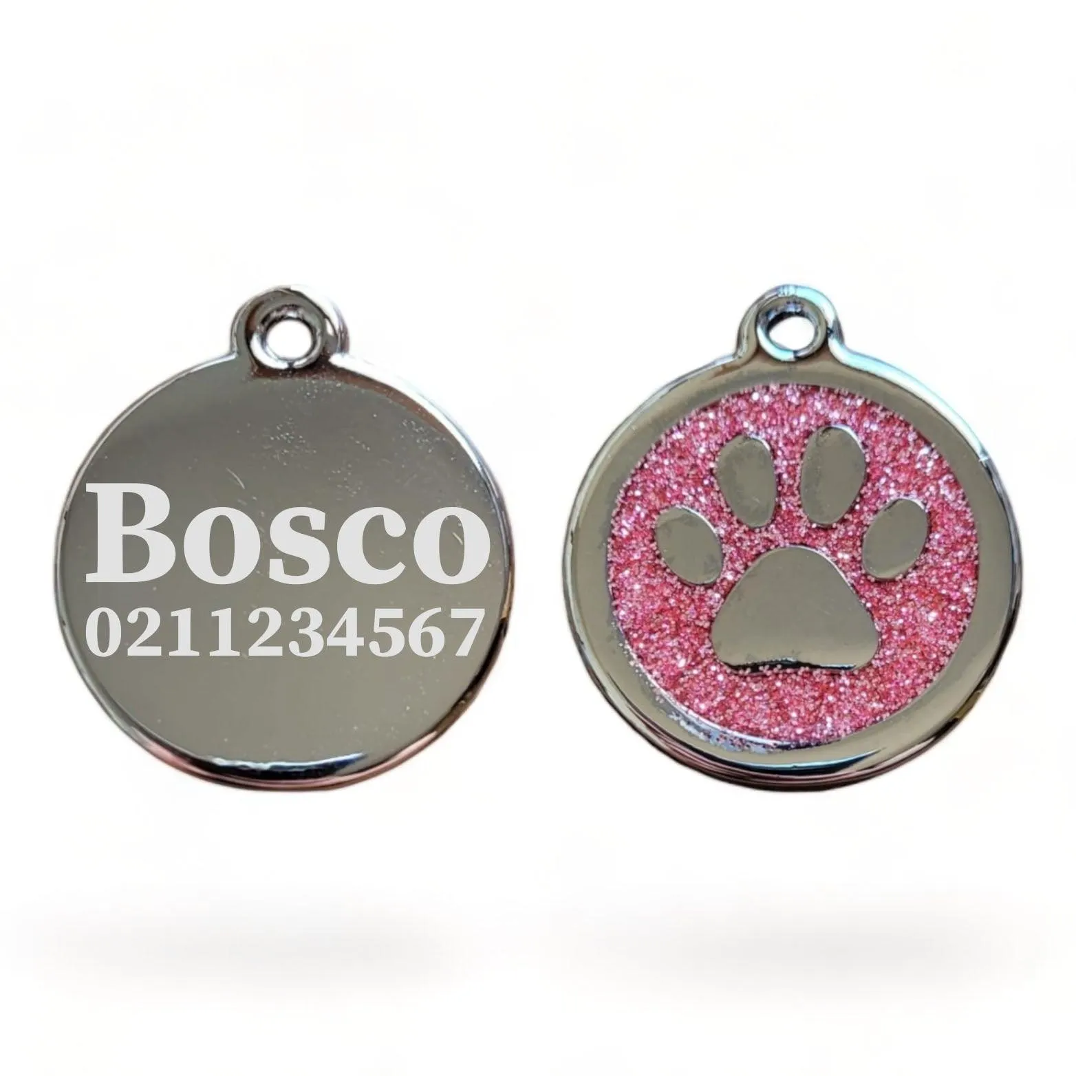 Mini Round Paw Print Cat & Dog ID Pet Tag