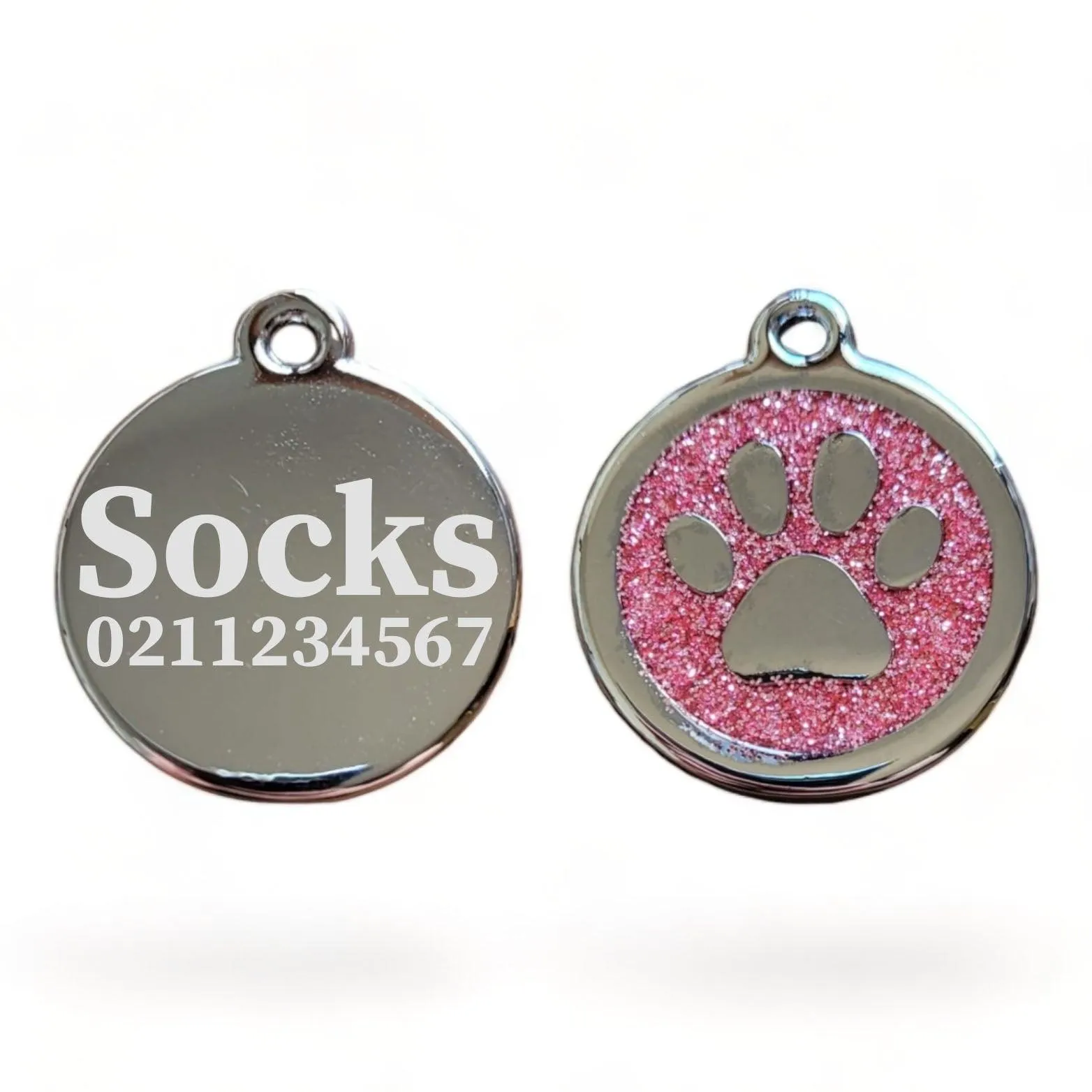 Mini Round Paw Print Cat & Dog ID Pet Tag
