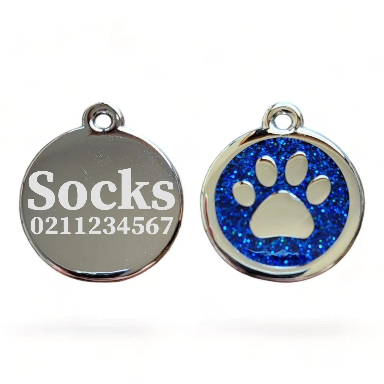 Mini Round Paw Print Cat & Dog ID Pet Tag