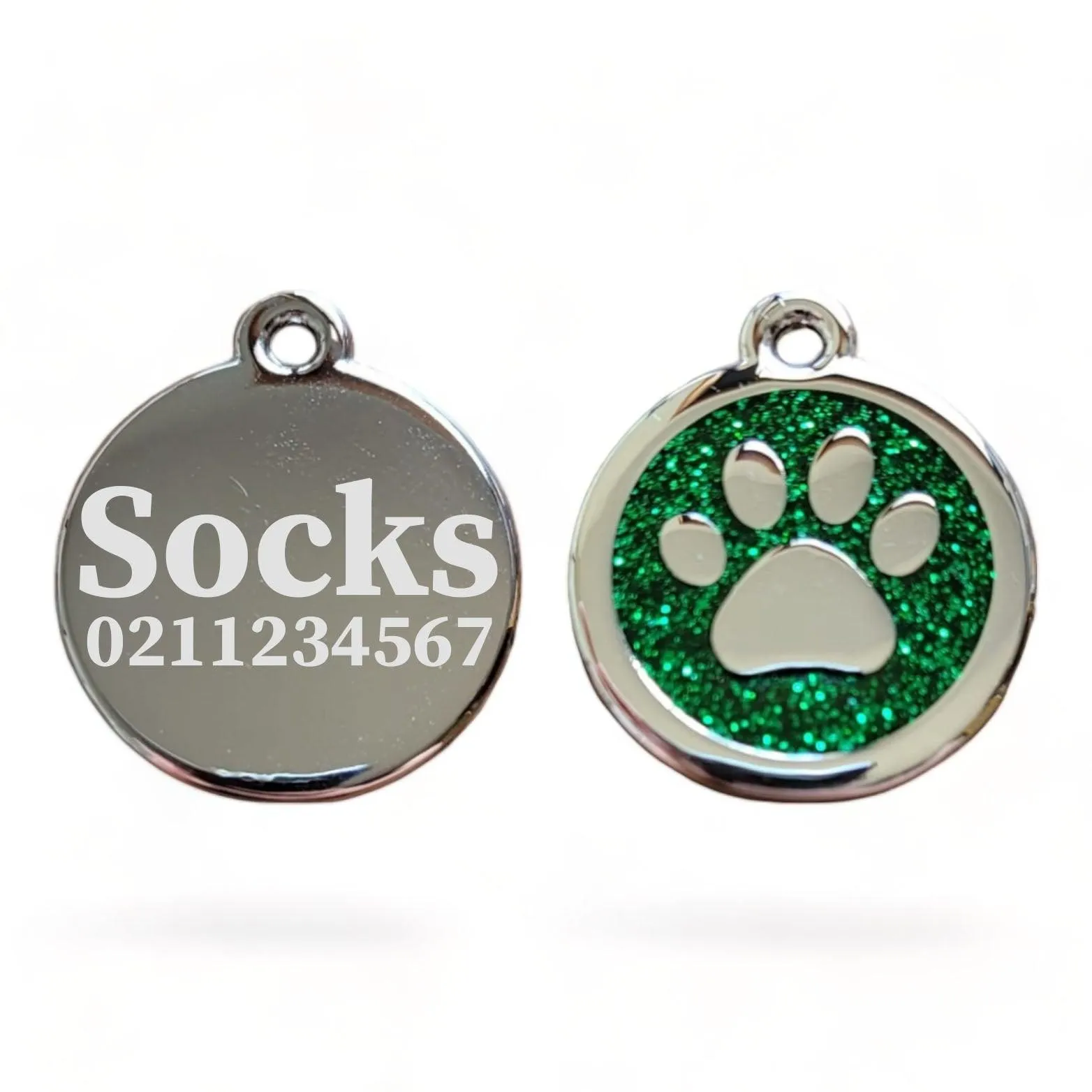 Mini Round Paw Print Cat & Dog ID Pet Tag