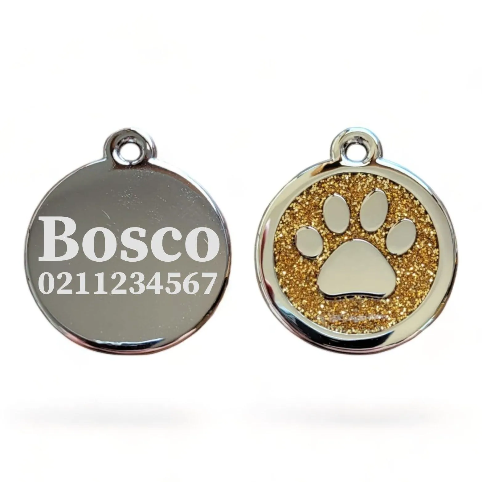 Mini Round Paw Print Cat & Dog ID Pet Tag