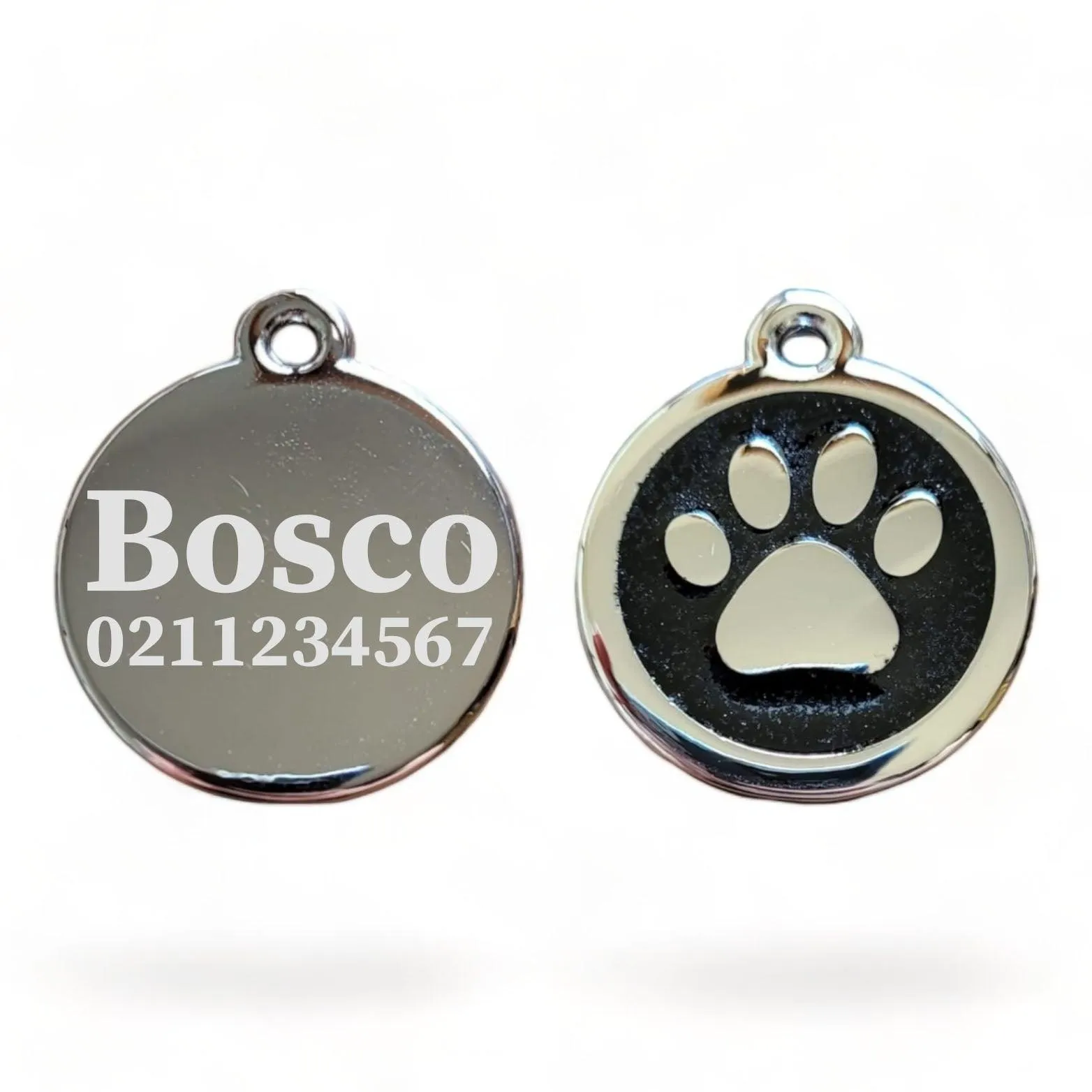 Mini Round Paw Print Cat & Dog ID Pet Tag