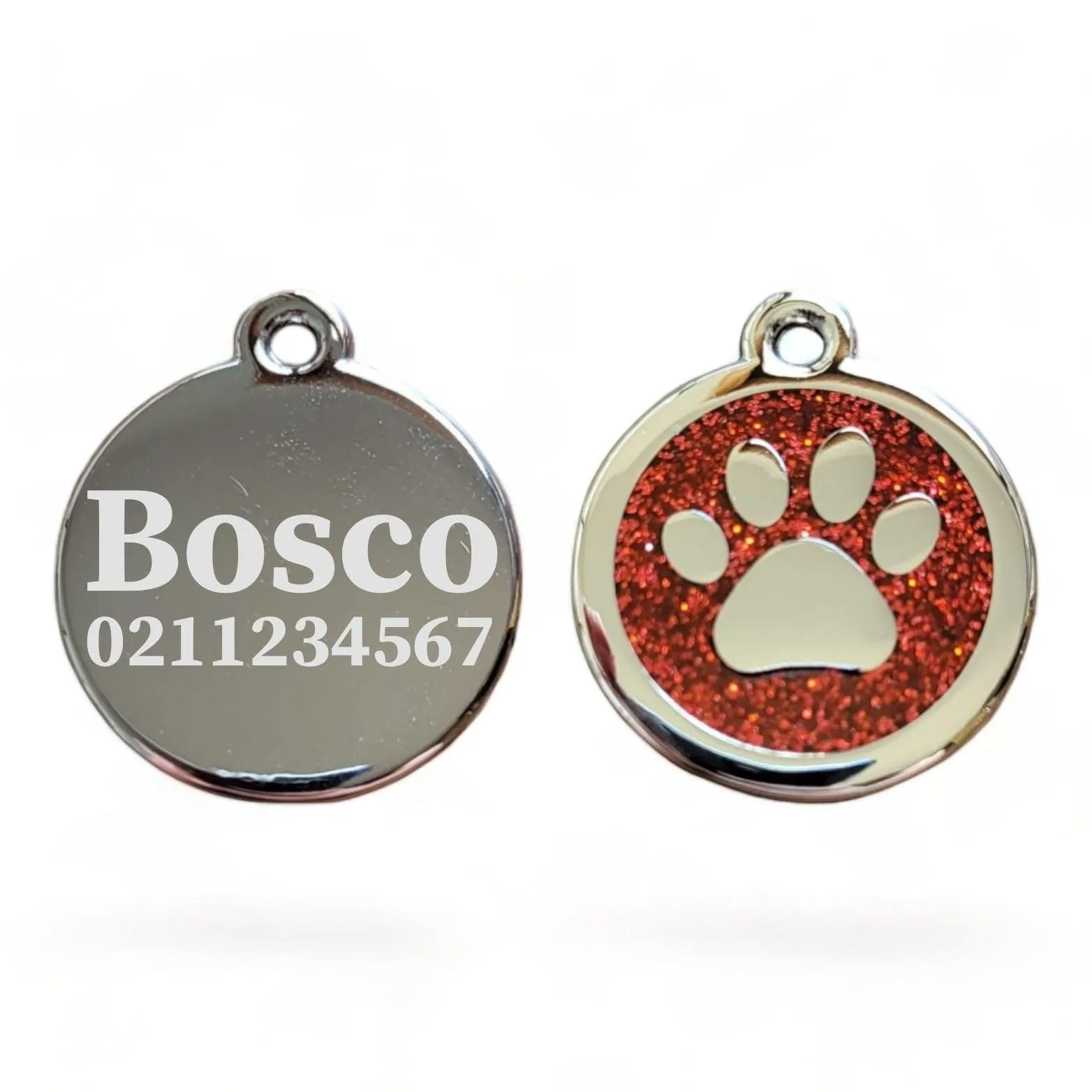 Mini Round Paw Print Cat & Dog ID Pet Tag