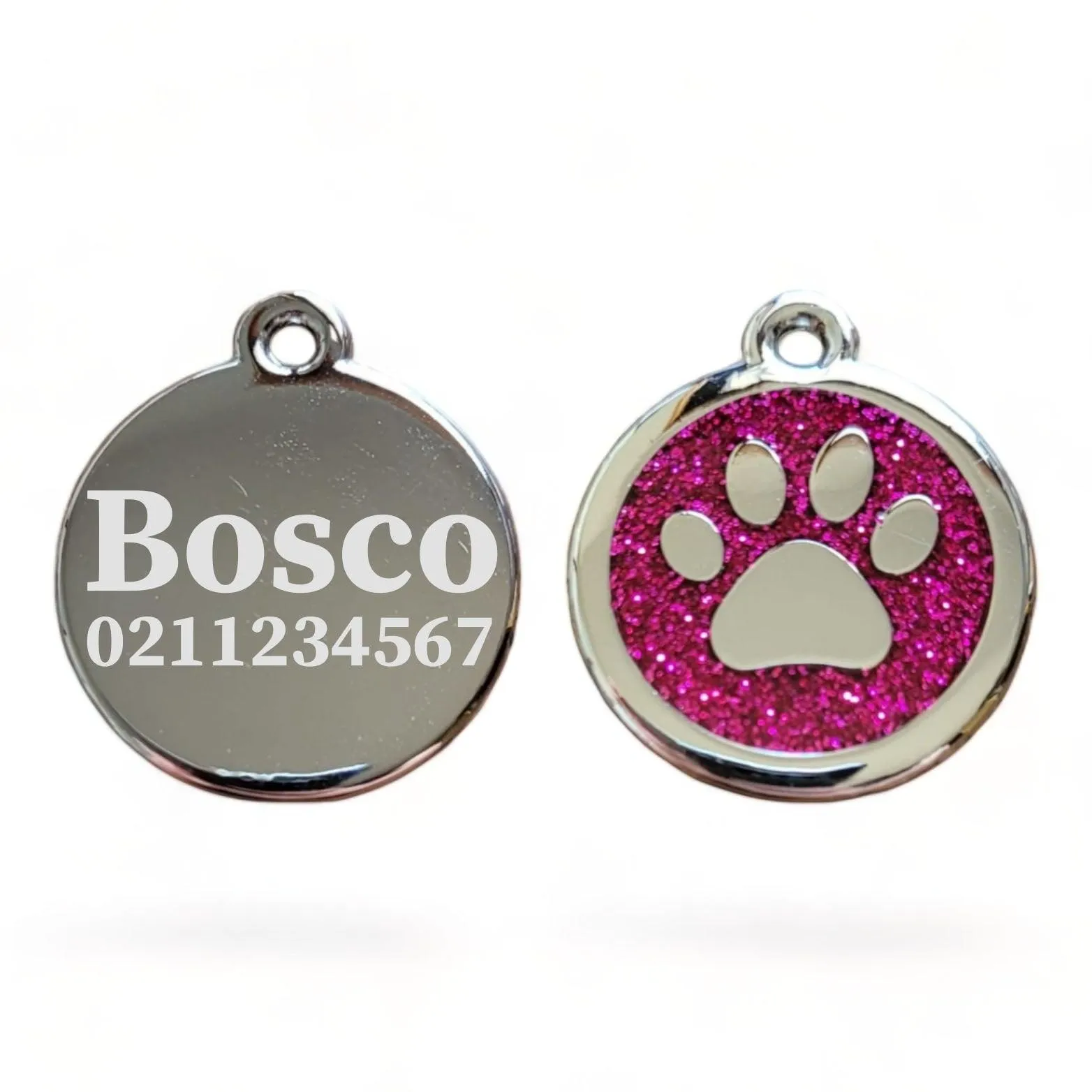 Mini Round Paw Print Cat & Dog ID Pet Tag