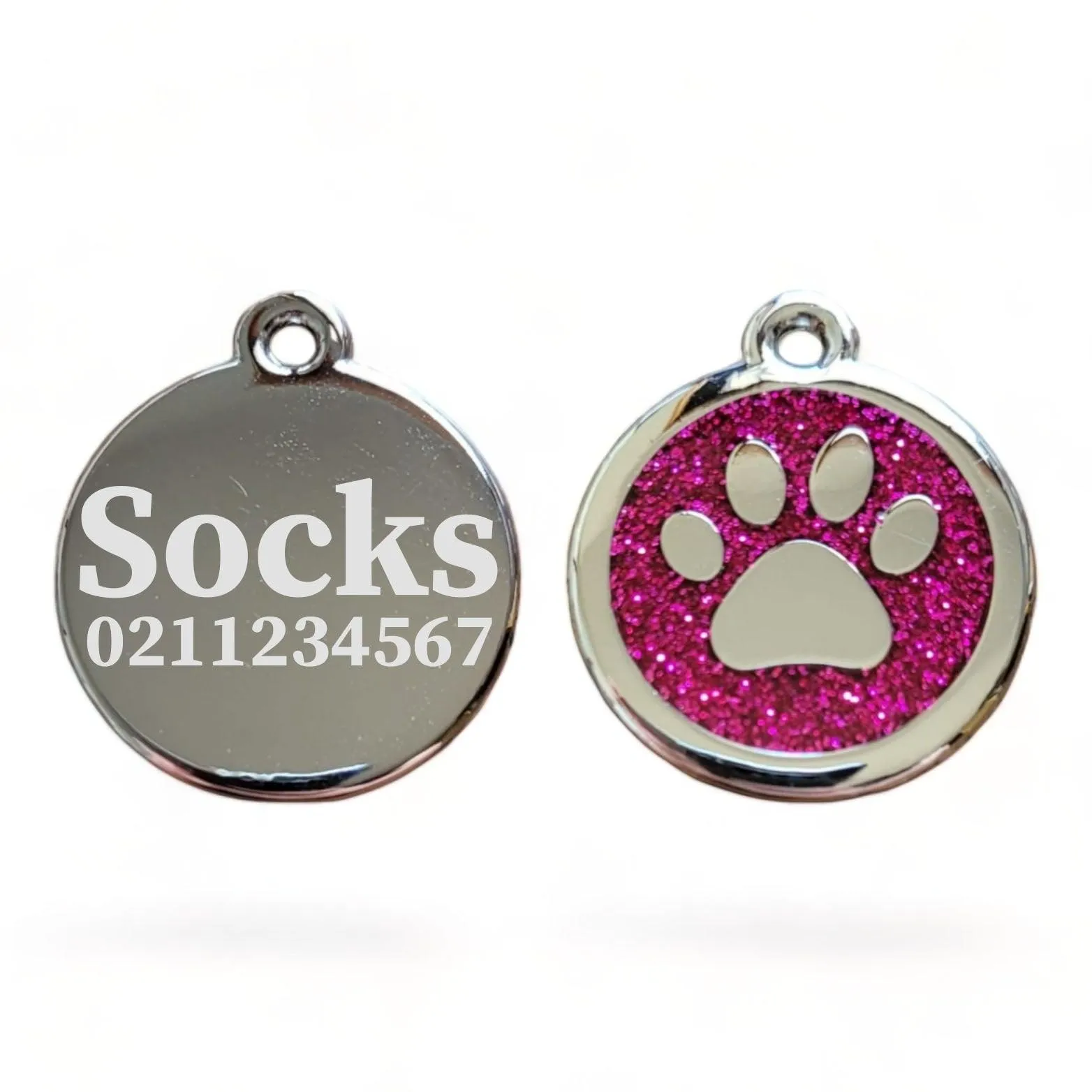 Mini Round Paw Print Cat & Dog ID Pet Tag