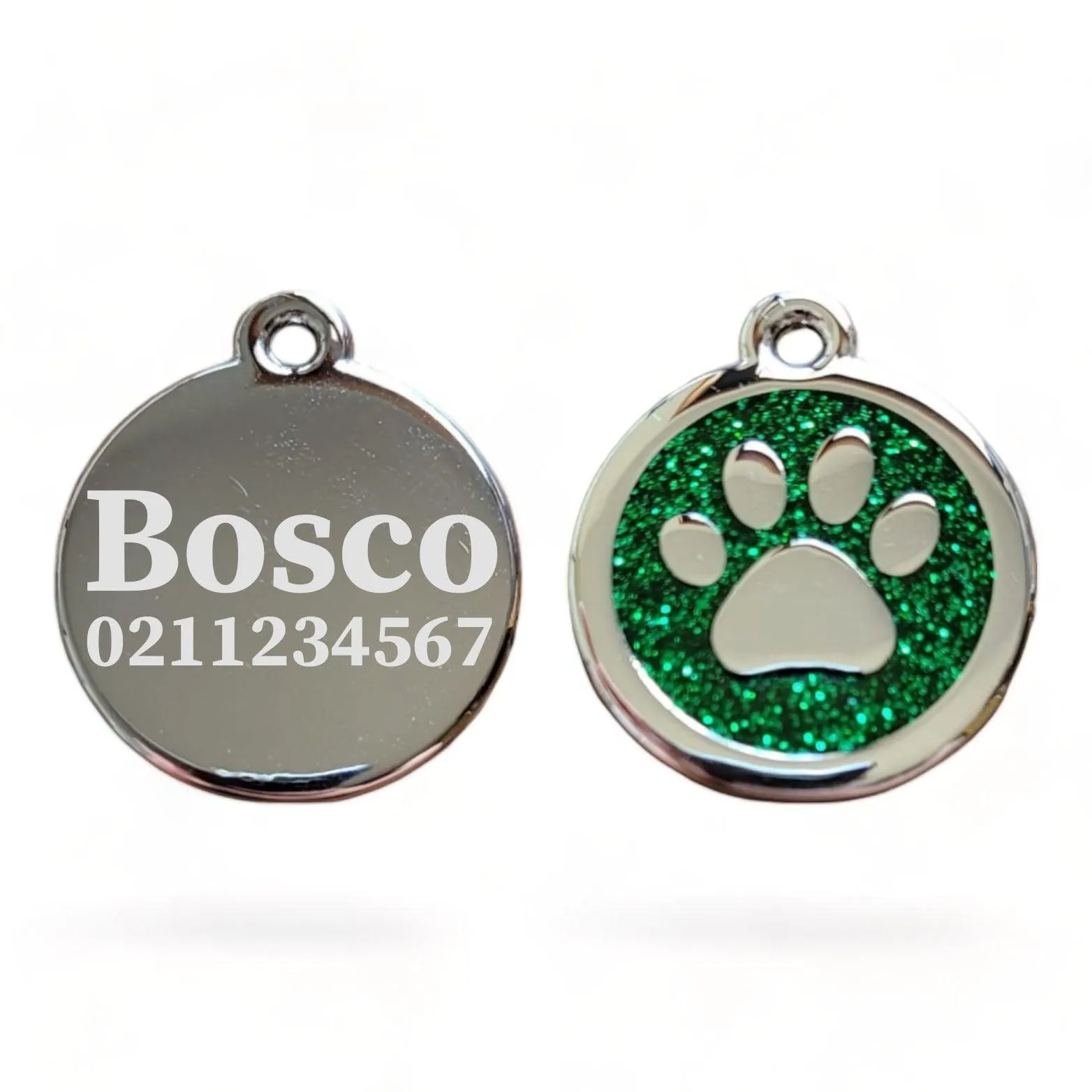 Mini Round Paw Print Cat & Dog ID Pet Tag