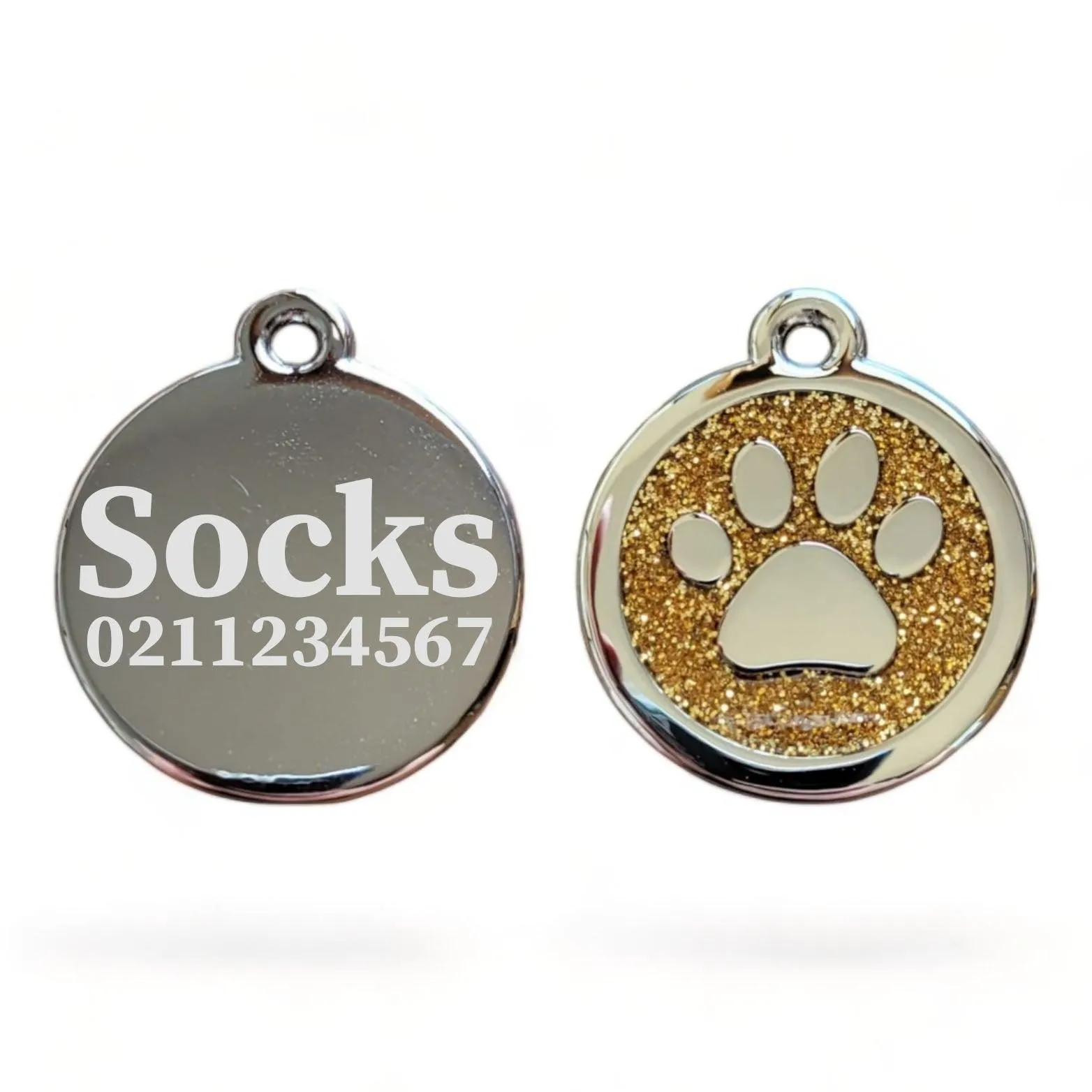 Mini Round Paw Print Cat & Dog ID Pet Tag