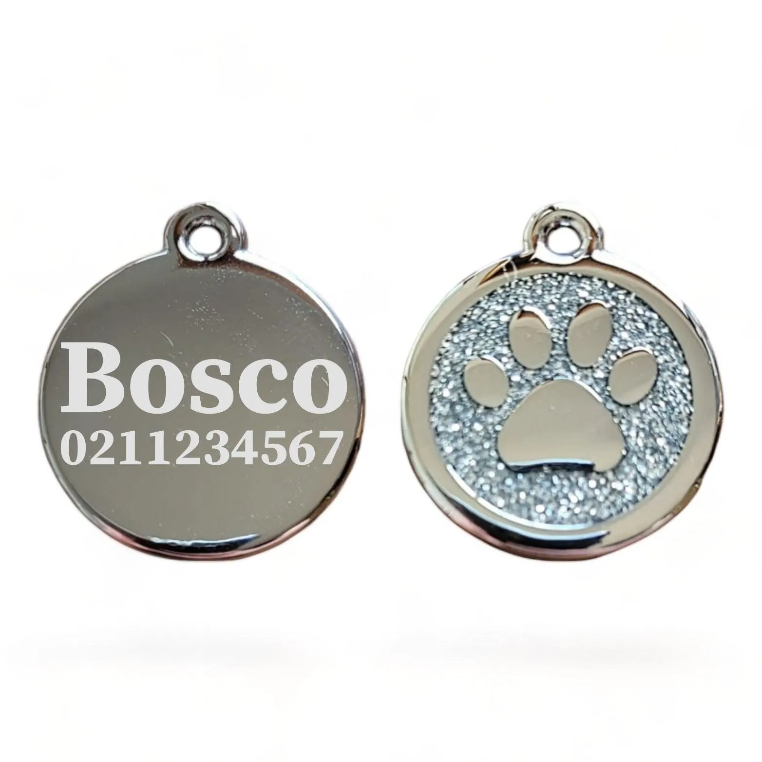 Mini Round Paw Print Cat & Dog ID Pet Tag