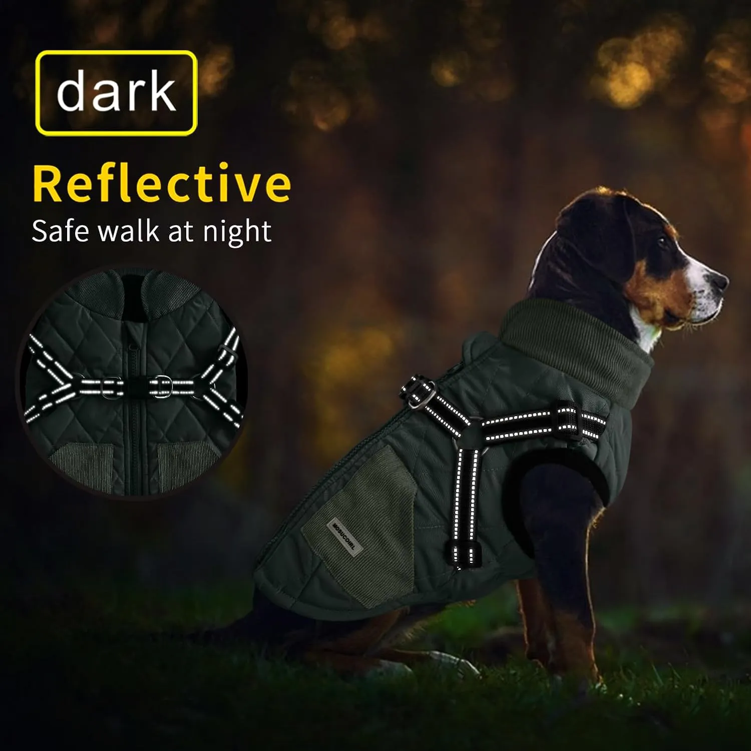 Mosucoirl Warm Dog Coats Pet Clothes, Waterproof Dogs Jacket Reflective Pet Outfits Winter Dog Cold Weather Coat Cozy Snow Jackets Vest for Small Medium Large Dogs Puppy Doggie