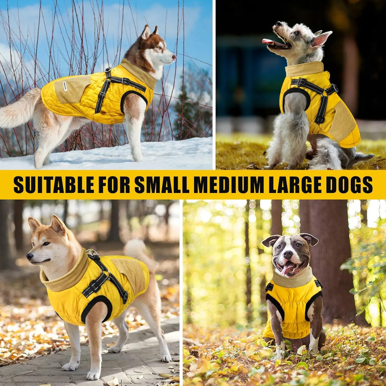 Mosucoirl Warm Dog Coats Pet Clothes, Waterproof Dogs Jacket Reflective Pet Outfits Winter Dog Cold Weather Coat Cozy Snow Jackets Vest for Small Medium Large Dogs Puppy Doggie
