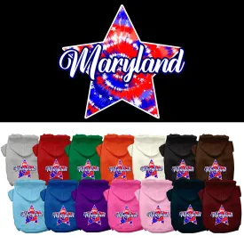 Pet Dog & Cat Screen Printed Hoodie for Medium to Large Pets (Sizes 2XL-6XL), "Maryland Patriotic Tie Dye"