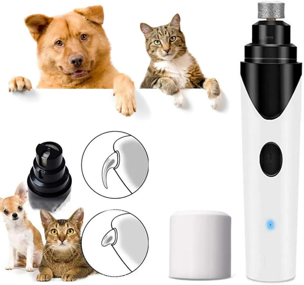 Pet Nail Grinder Usb Rechargeable Dog Nail Grinder Pet Clippers Trimmers Paw Nail Files For Cat And Dog Grooming Tools 1Set 1 Grinding Stone