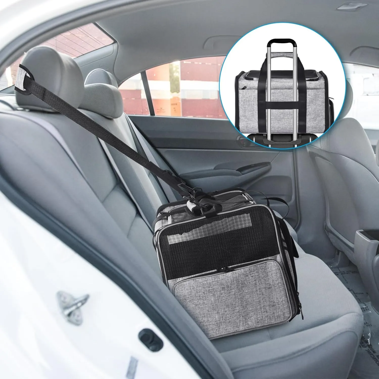 Petmolico Cat Carrier Soft-Sided Pet Bag for Small Medium Cats Puppies 16LBs - Airline Approved Pet Travel Carrier 3 Open Doors (Medium,Grey-X862)