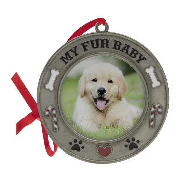 Pewter Fur Baby Pet Photo Ornament