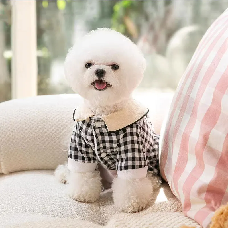 Plaid Lapel Pet Jumpsuit
