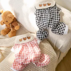 Plaid Lapel Pet Jumpsuit