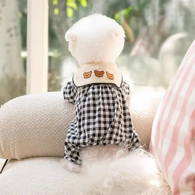 Plaid Lapel Pet Jumpsuit