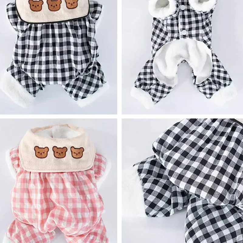 Plaid Lapel Pet Jumpsuit