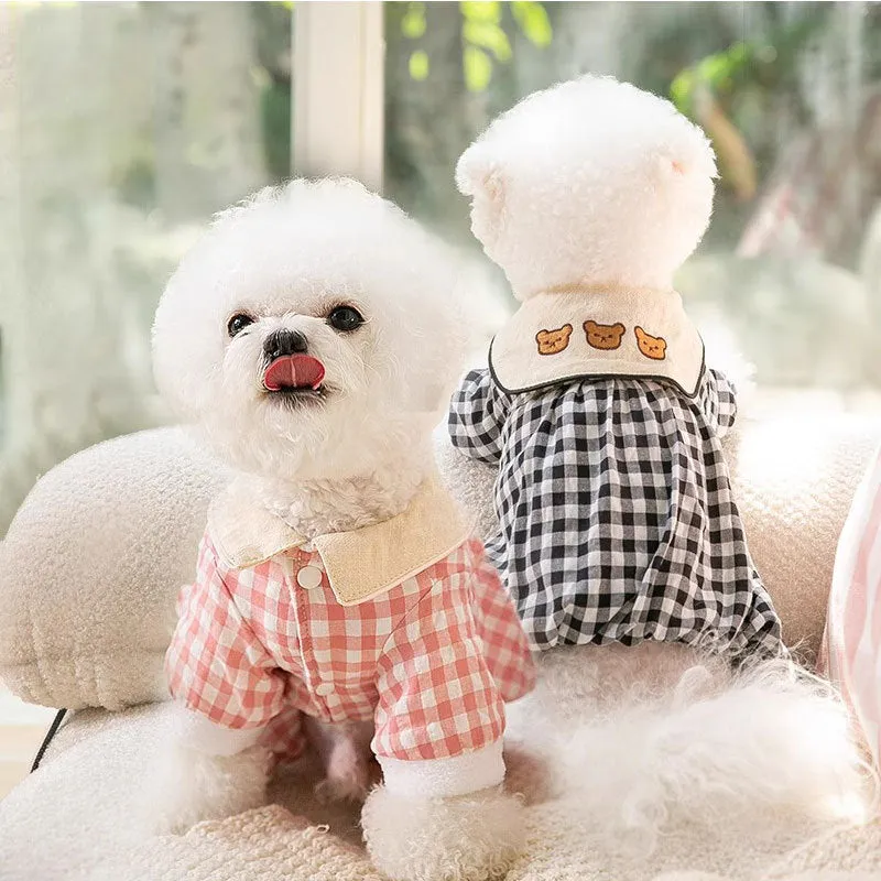 Plaid Lapel Pet Jumpsuit