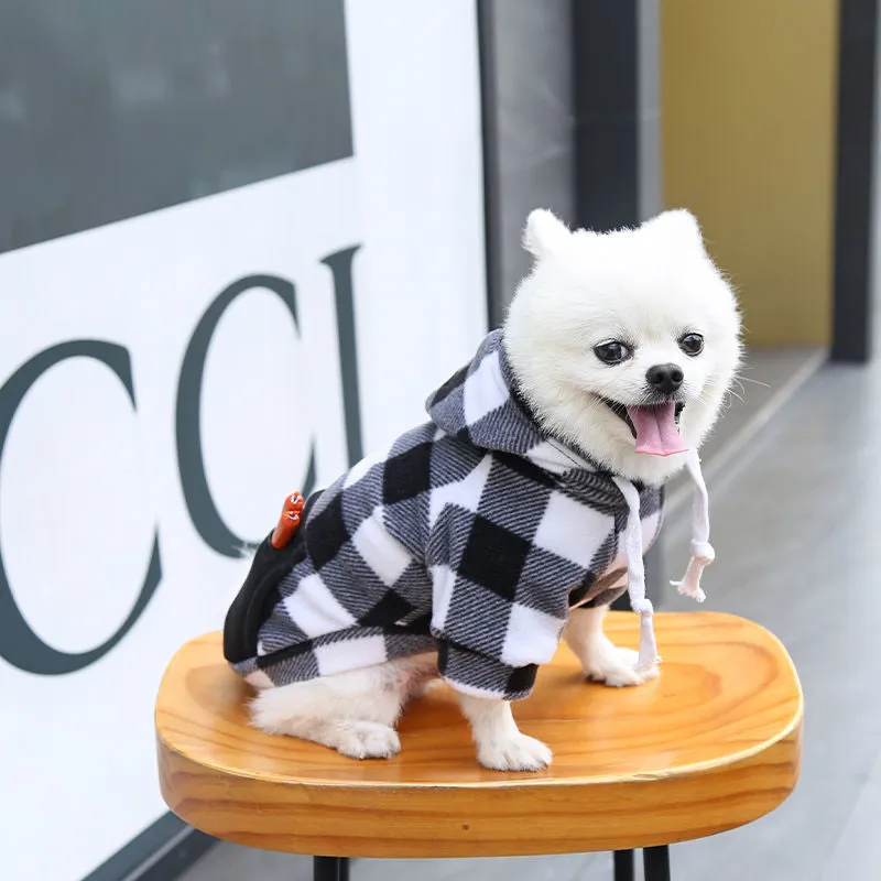 Pocket Plaid Hooded Pet Sweatshirt