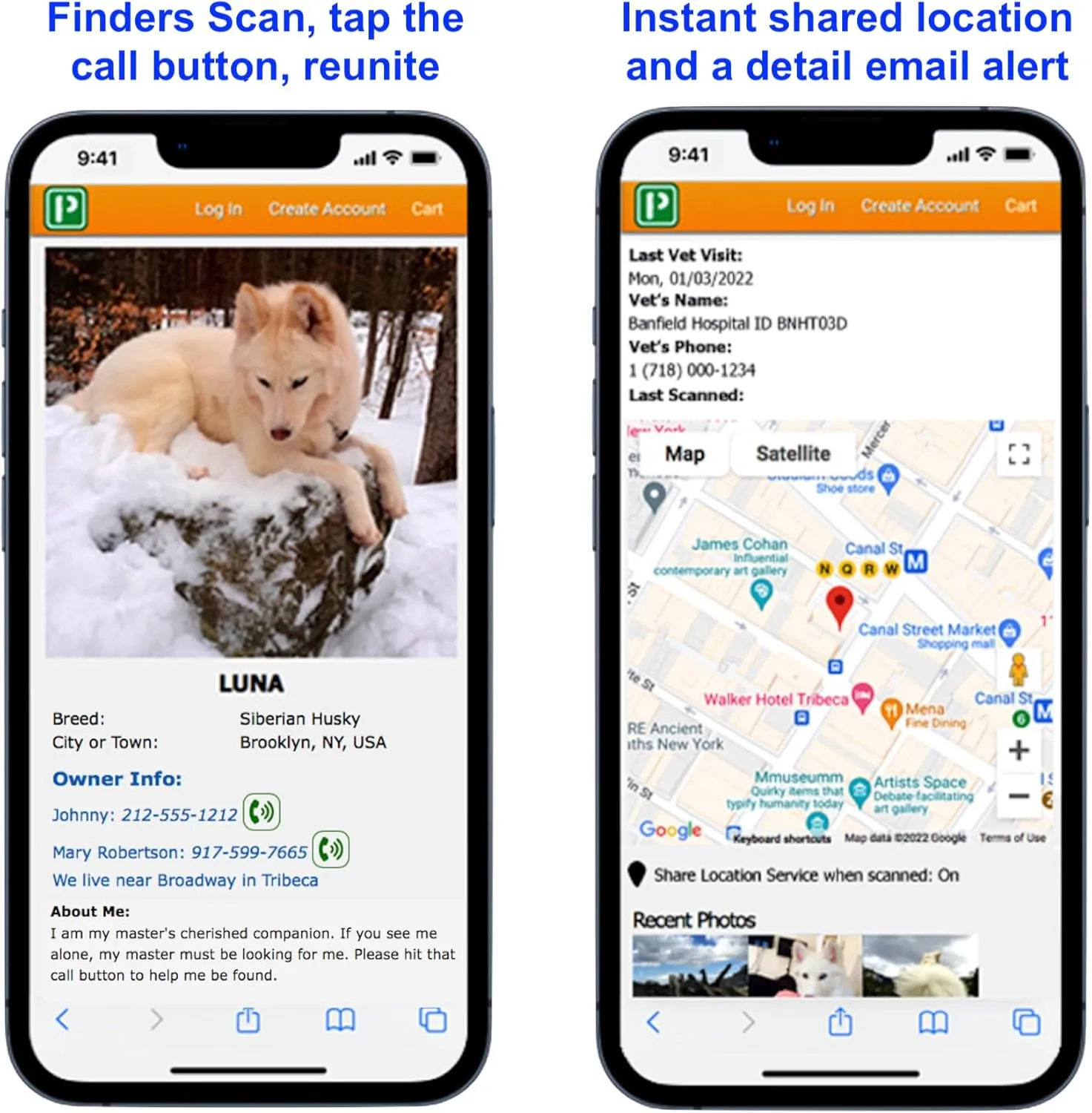Premium QR Code Pet ID Tags - Dog Tags and Cat Tags, Connect to Online Pet Profile, Receive Instant Scanned Tag Location Email Alert