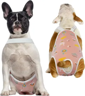 QBLEEV Dog Diapers Female Washable Sanitary Pantie with Adjustable Suspender, Reusable Doggie Period Panties, Pet Underwear Diaper Jumpsuits for Male Dogs in Heat, Puppy Diapers for French Bulldog M