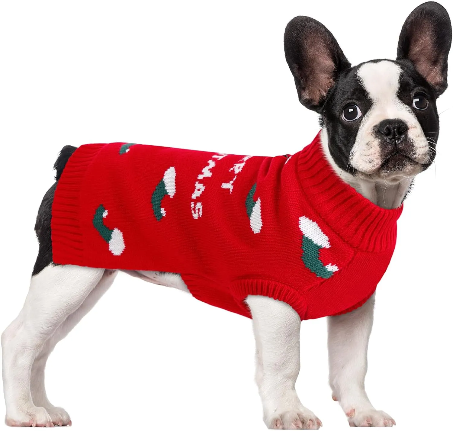 Queenmore Dog Christmas Sweater, Christmas Dog Costume for Small Dogs Girl, Christmas Cat Sweater, Holiday Theme Fall Knit Dog Sweater Orange,L