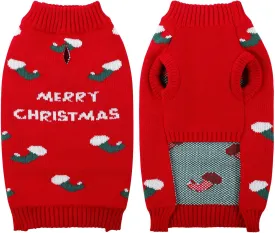 Queenmore Dog Christmas Sweater, Christmas Dog Costume for Small Dogs Girl, Christmas Cat Sweater, Holiday Theme Fall Knit Dog Sweater Orange,L
