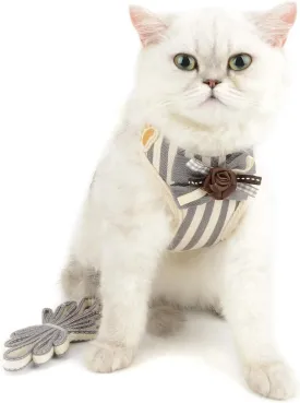 Ranphy Cat Harness and Leash for Walking Small Dog Harness No Pull Strip Pet Walking Vest No Choke Adjustable Soft Mesh Kitten Harness Escape Proof Gray Size M