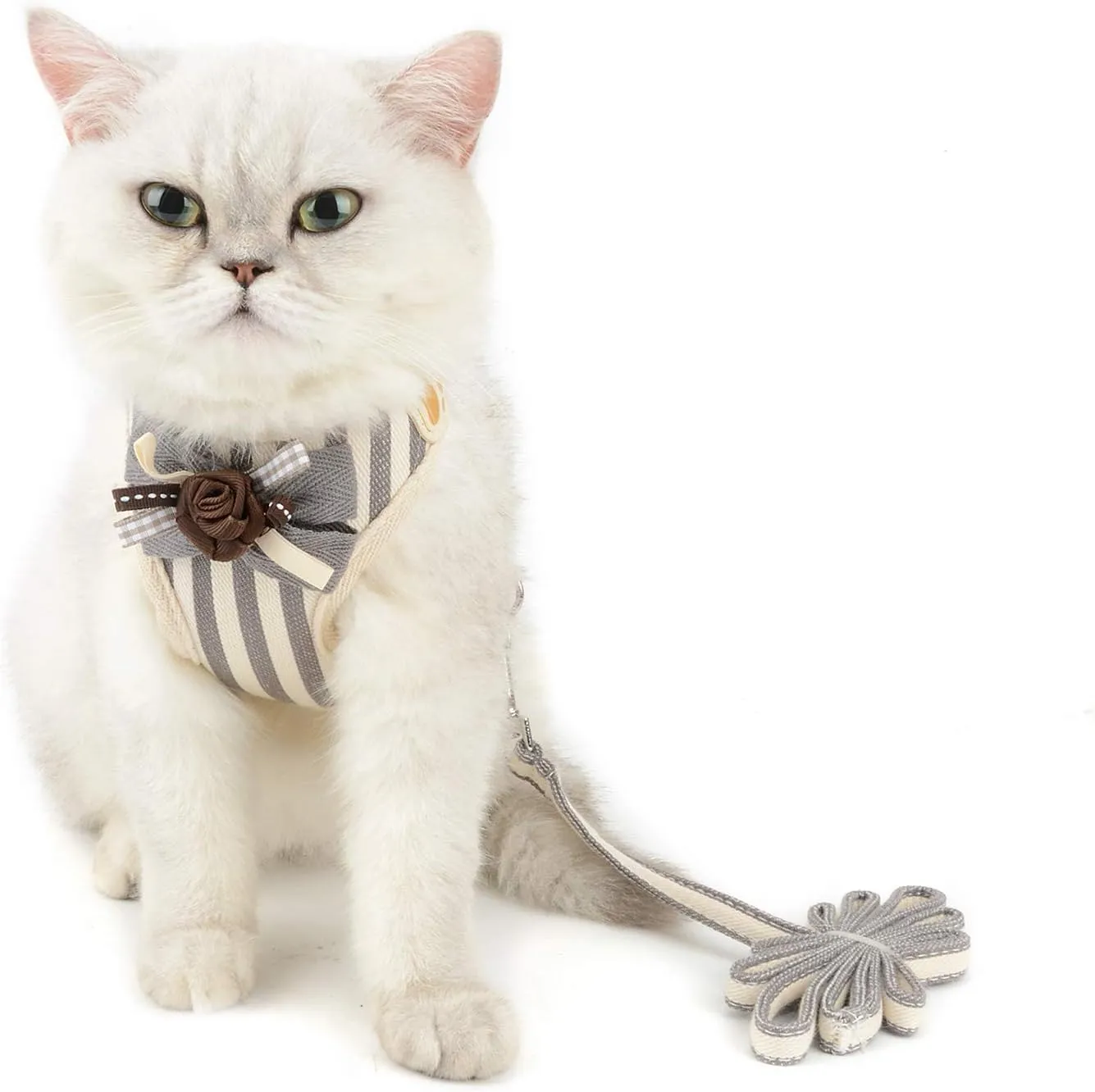 Ranphy Cat Harness and Leash for Walking Small Dog Harness No Pull Strip Pet Walking Vest No Choke Adjustable Soft Mesh Kitten Harness Escape Proof Gray Size M