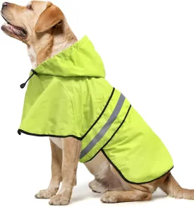 Reflective Dog Raincoats - Waterproof Lightweight Dog Raincoat Rain Poncho, Adjustable Dog Raincoats Jacket for Night Dog Walking (Large, Green)