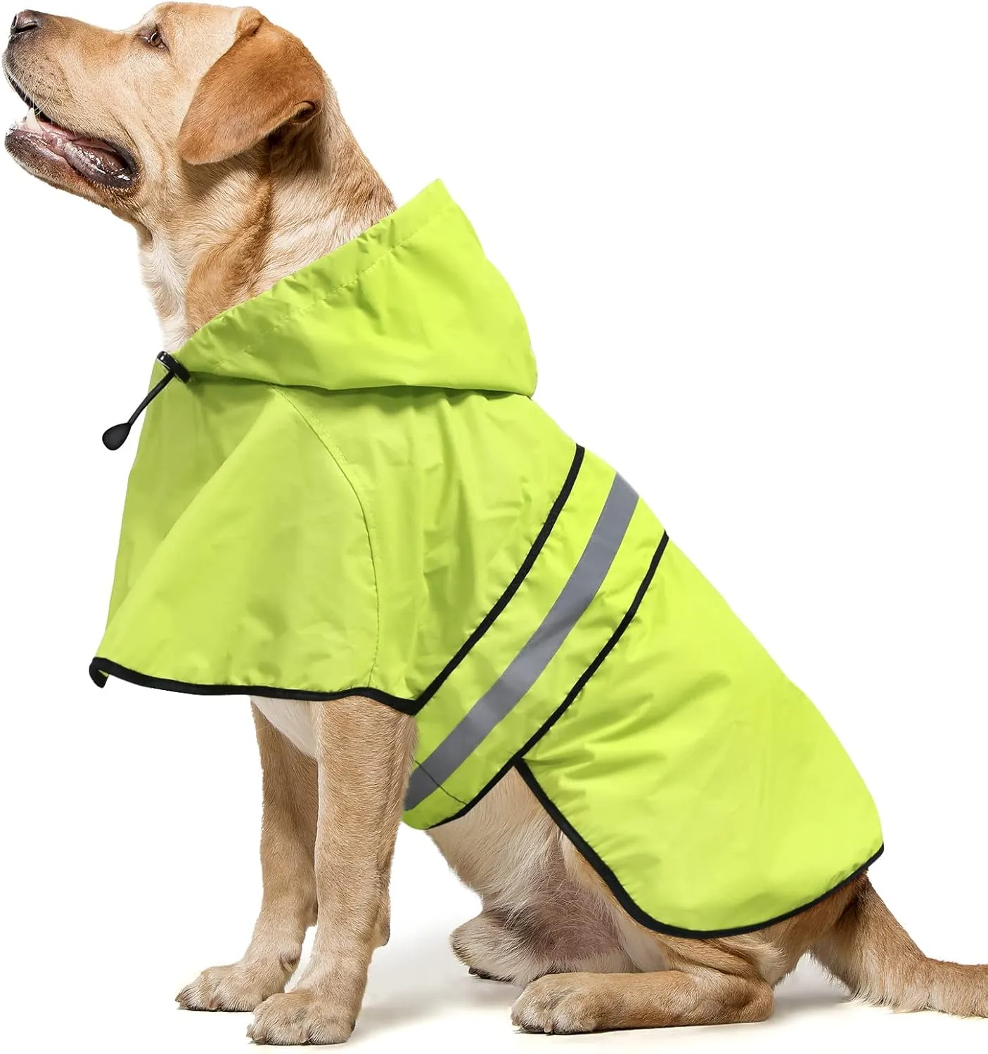 Reflective Dog Raincoats - Waterproof Lightweight Dog Raincoat Rain Poncho, Adjustable Dog Raincoats Jacket for Night Dog Walking (Large, Green)