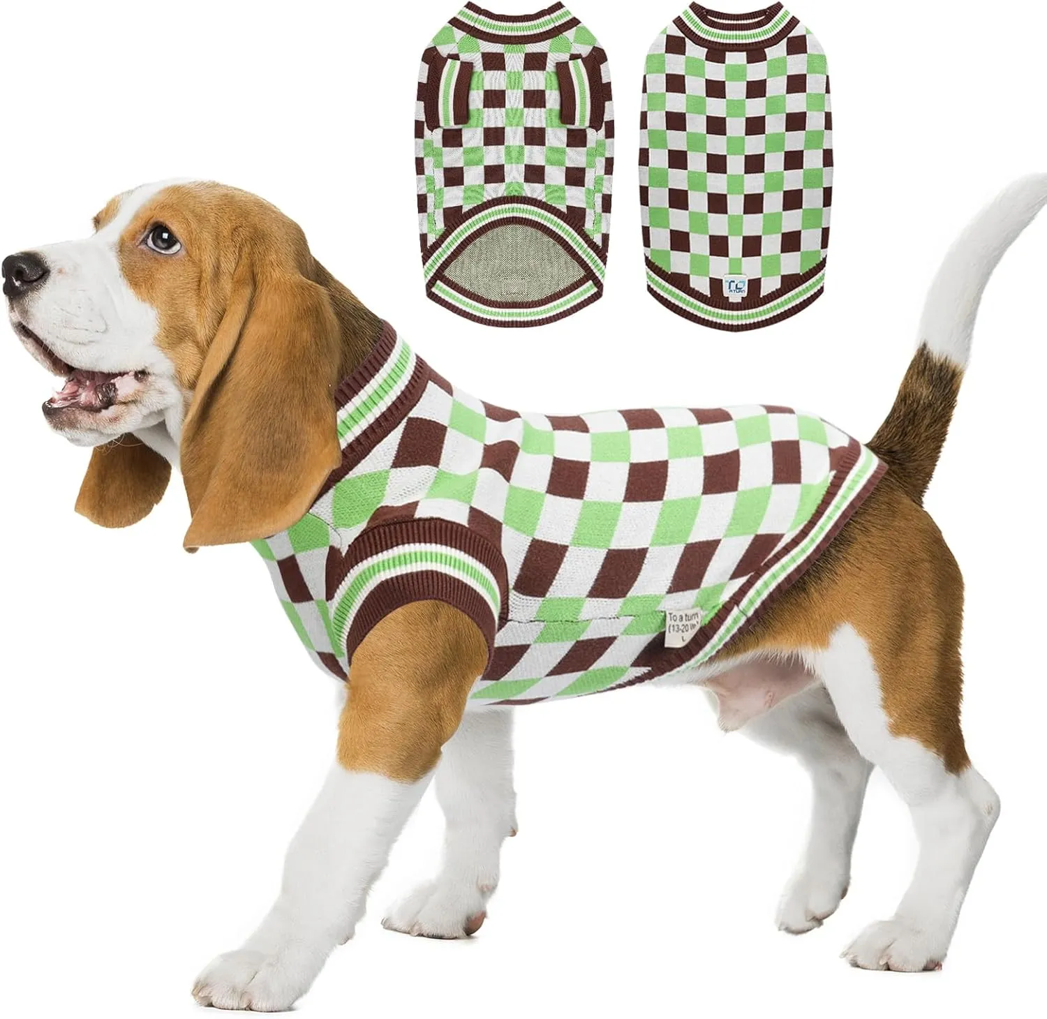 Round Neck Pullover Dog Sweater,Pet Sweaters for Dogs Boy and Girl,Pet Knit Dog Clothes,Pet Clothing,Suitable for Various Types of Dogs(Green Group L)