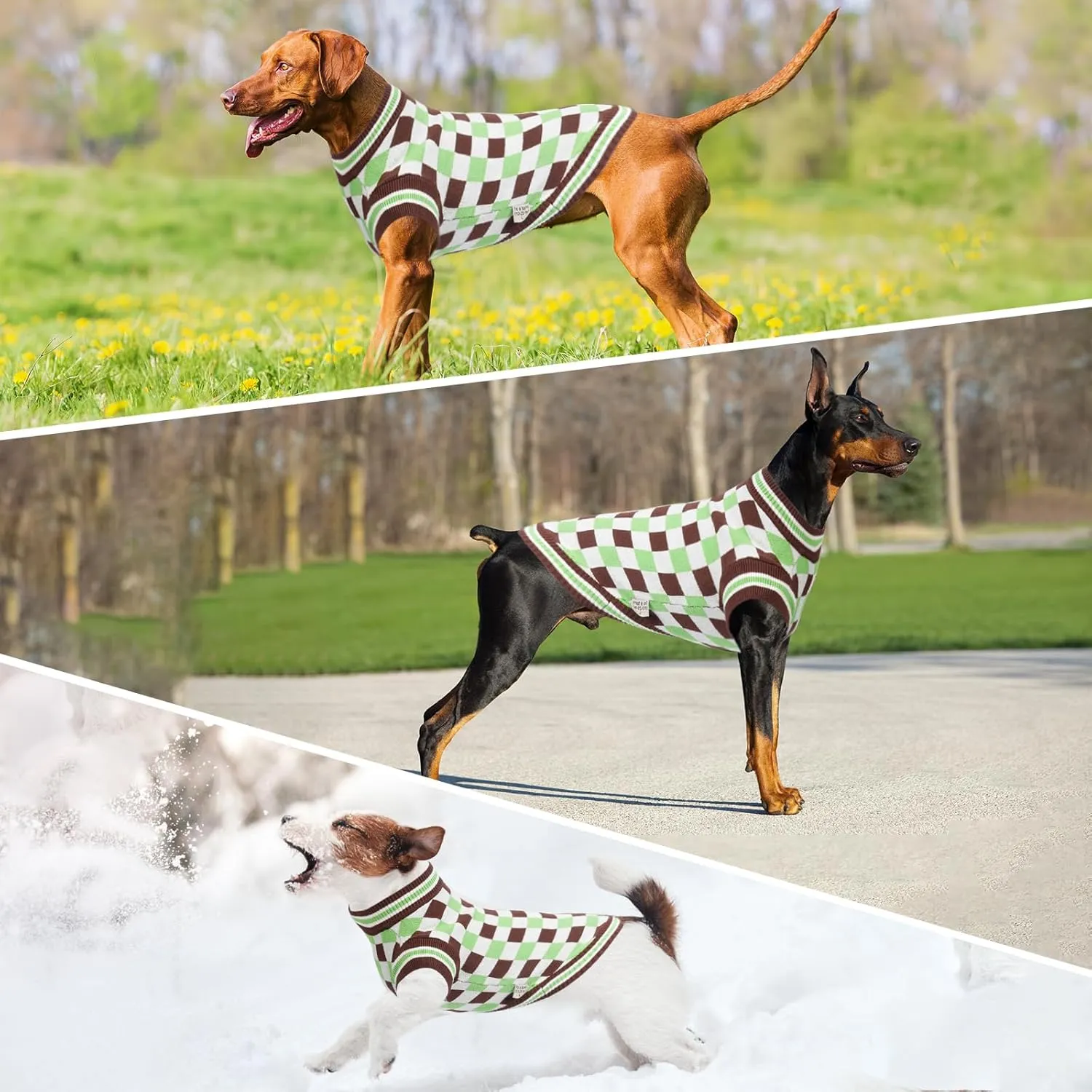 Round Neck Pullover Dog Sweater,Pet Sweaters for Dogs Boy and Girl,Pet Knit Dog Clothes,Pet Clothing,Suitable for Various Types of Dogs(Green Group L)