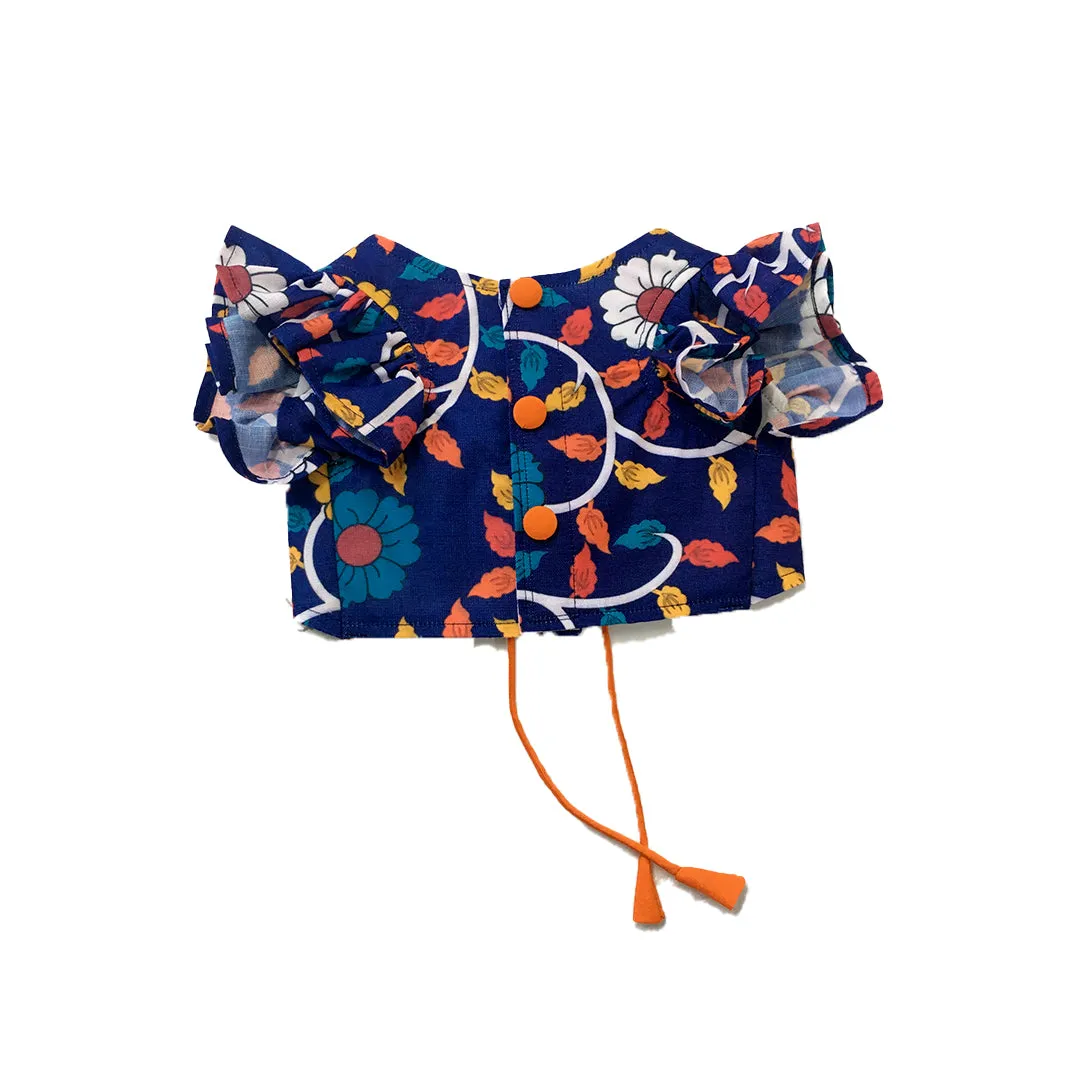 Royal Blue Floral Ruffle Lehenga Choli