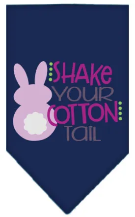 Shake Your Cotton Tail Screen Print Pet Bandana Navy Blue Large