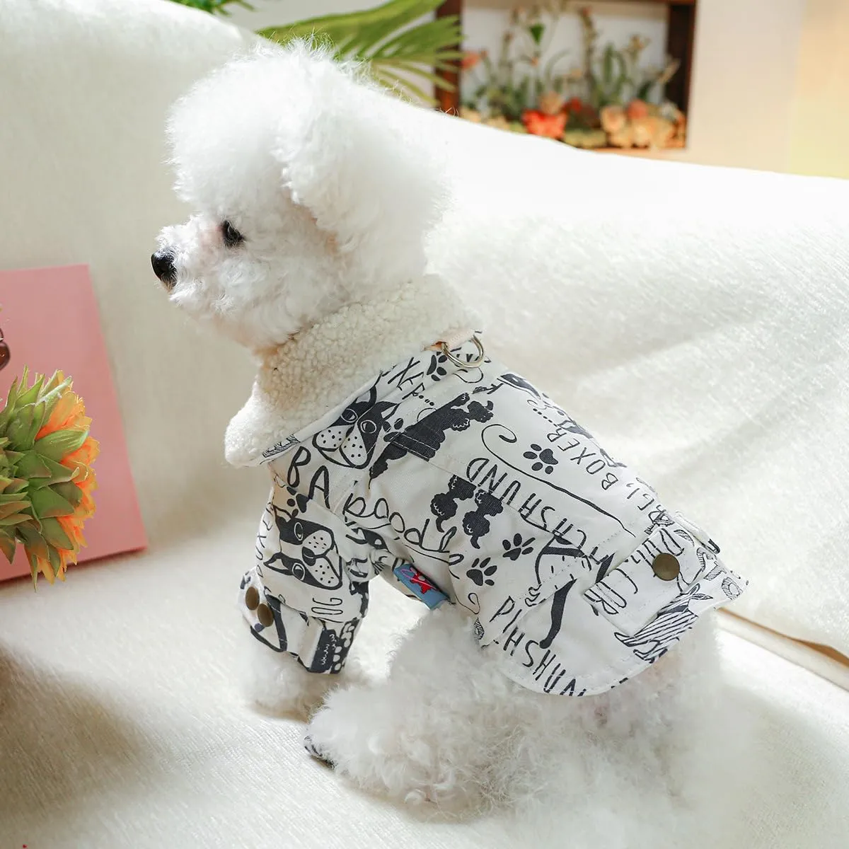 Small Dog Winter Denim Jacket Fleece Lined Puppy Cute Jean Clothes Cold Weather Dog Cozy Warm Coats Chihuahua Yorkie Stylish Clothes Christmas Holiday Birthday Dog Outfits
