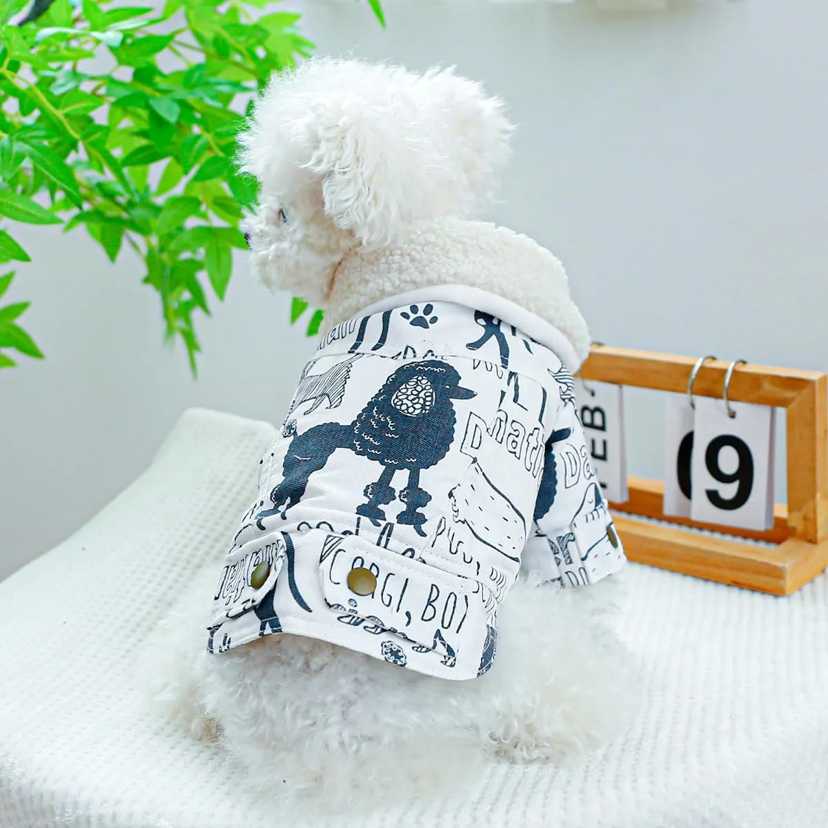 Small Dog Winter Denim Jacket Fleece Lined Puppy Cute Jean Clothes Cold Weather Dog Cozy Warm Coats Chihuahua Yorkie Stylish Clothes Christmas Holiday Birthday Dog Outfits