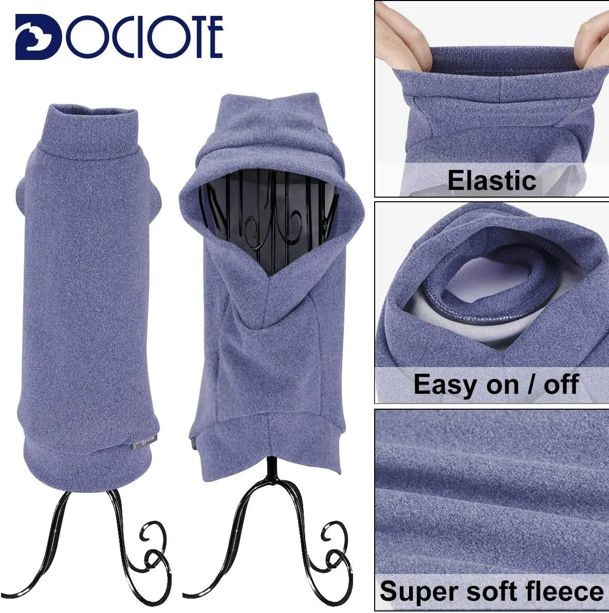 Small Dogs Fleece Dog Sweatshirt - Cold Weather Hoodies Spring Soft Vest Thickening Warm Cat Sweater Puppy Clothes Sweater Winter Sweatshirt Pet Pajamas for Small Dog Cat Puppy (Small, Grayish Purple)