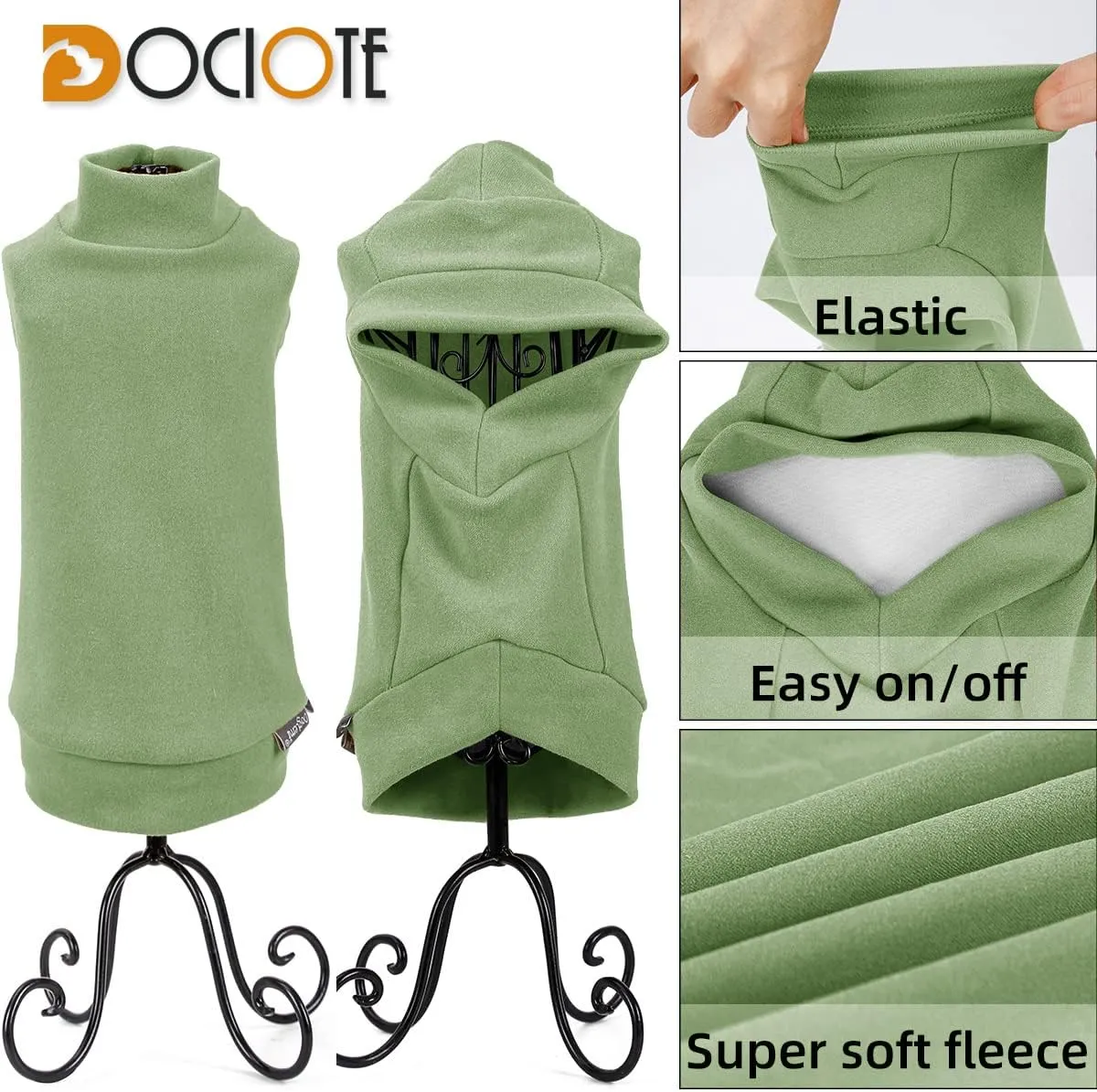 Small Dogs Fleece Dog Sweatshirt - Cold Weather Hoodies Spring Soft Vest Thickening Warm Cat Sweater Puppy Clothes Sweater Winter Sweatshirt Pet Pajamas for Small Dog Cat Puppy (Small, Green)