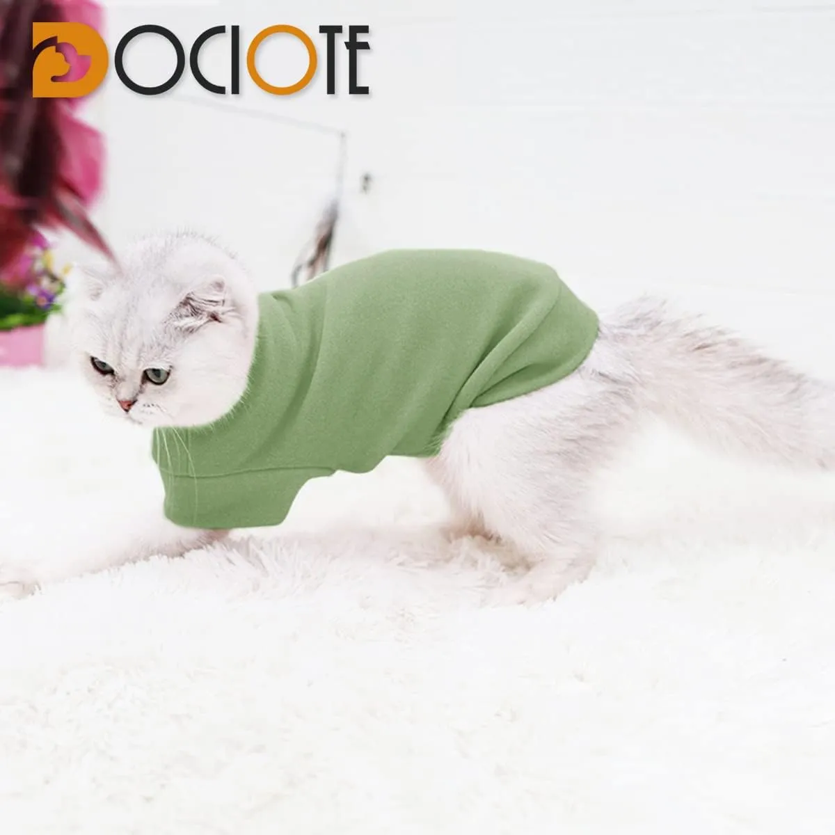 Small Dogs Fleece Dog Sweatshirt - Cold Weather Hoodies Spring Soft Vest Thickening Warm Cat Sweater Puppy Clothes Sweater Winter Sweatshirt Pet Pajamas for Small Dog Cat Puppy (Small, Green)