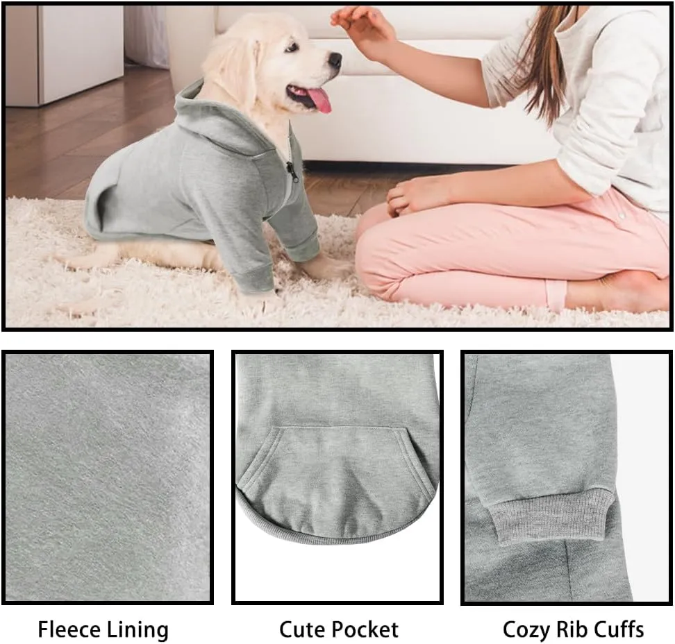 Soft Dog Sweatshirt, Warm Dog Fleece Hoodie for Small Medium Dogs, Winter Puppy Sweater - Pocket and Cat Apparel