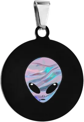 Space Alien Stainless Steel Pet Tag Personalized Dog Tags Pet ID Tag, Circular, style, 202312296