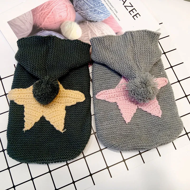 Spot Cross-Border Hot-Selling Pet Clothes | Star Sweater for Dogs & Cats | Autumn and Winter | Source Factory Direct Sales | One-Piece