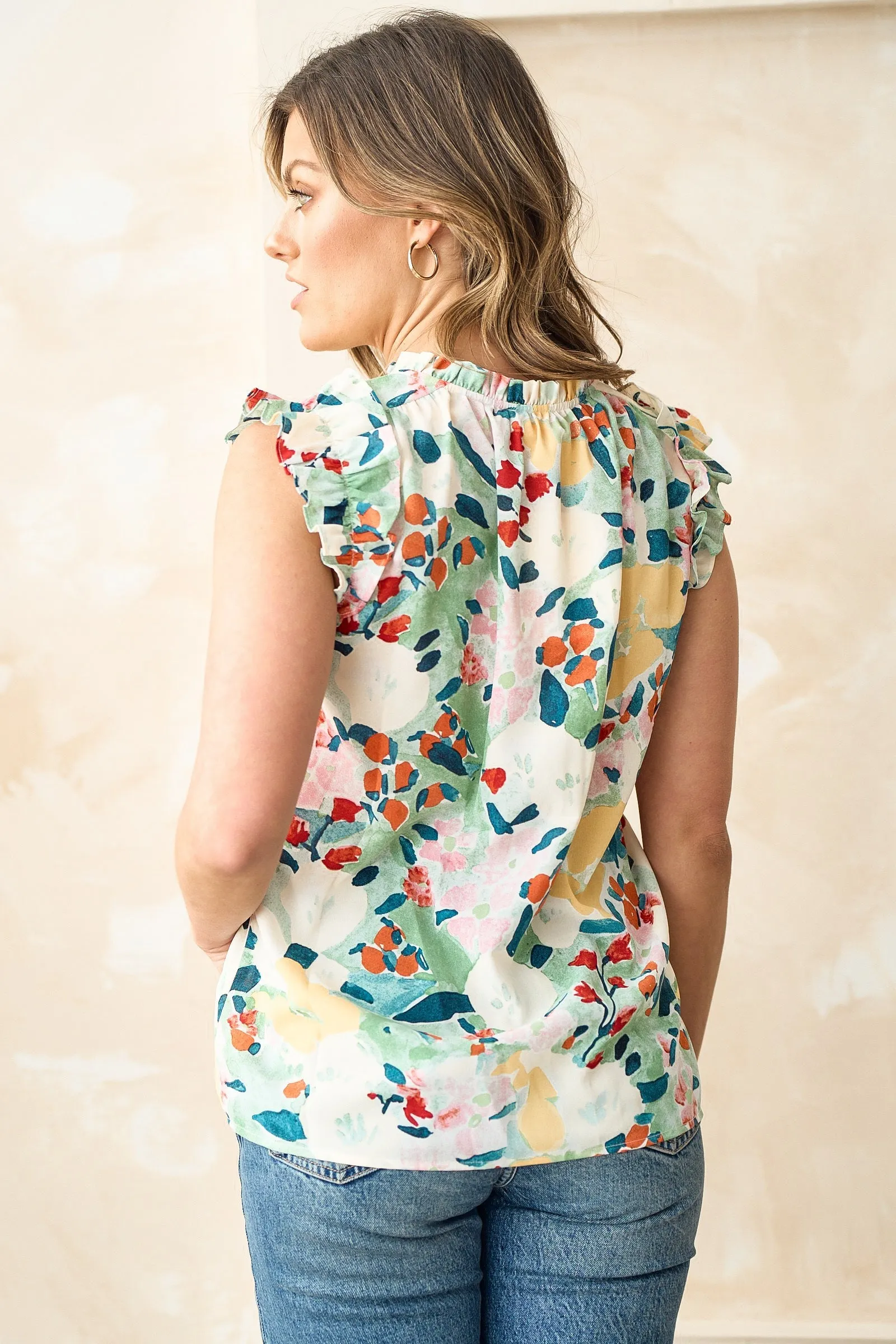 Spring Forward Ruffle Cap Sleeve Blouse