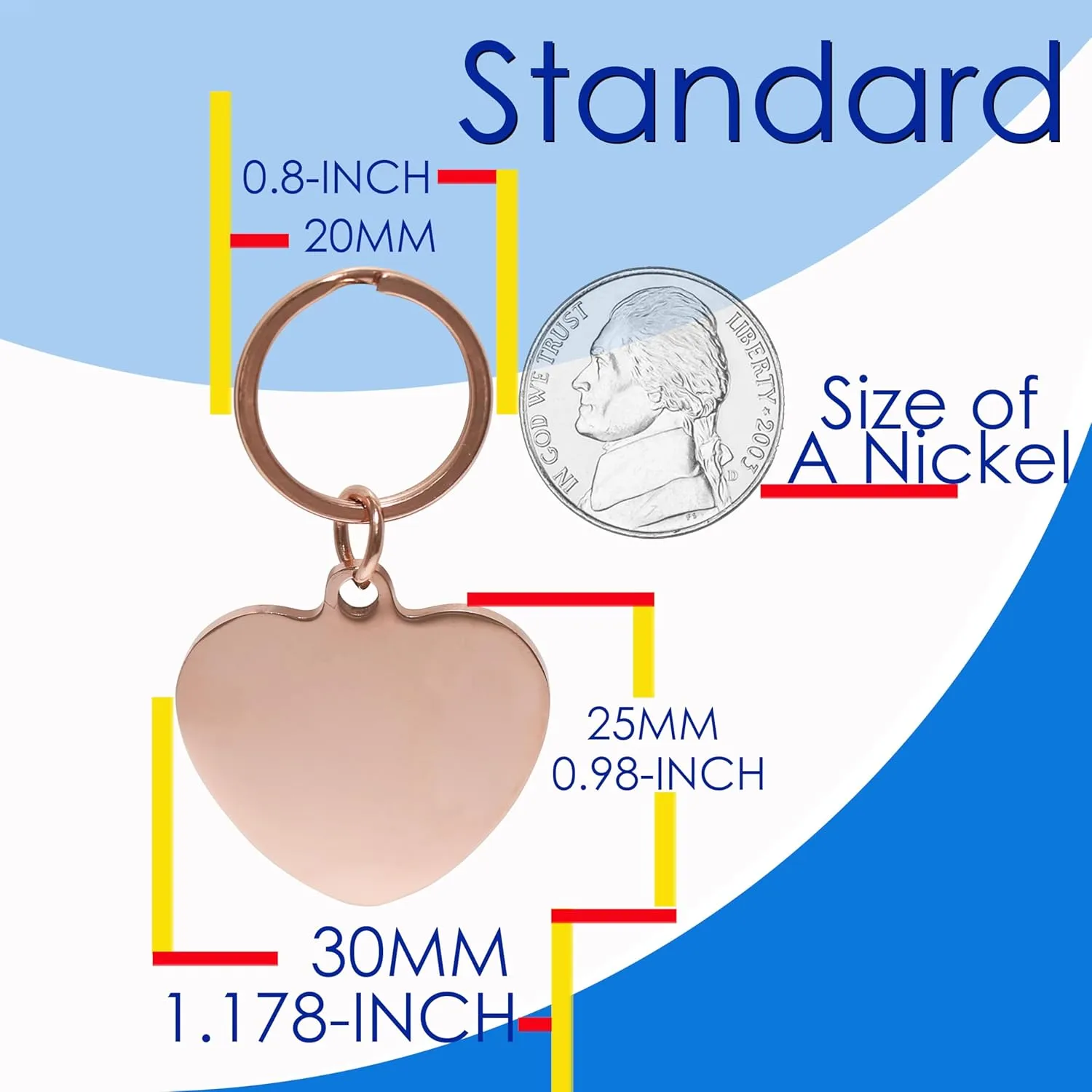 Stainless Steel Dog Tags Personalized, Pet Tag Personalized, Cat Tag Personalized, Pet ID Tags, Engraved on Both Sides, Bone, Heart and Round-Shaped (Heart, Standard)