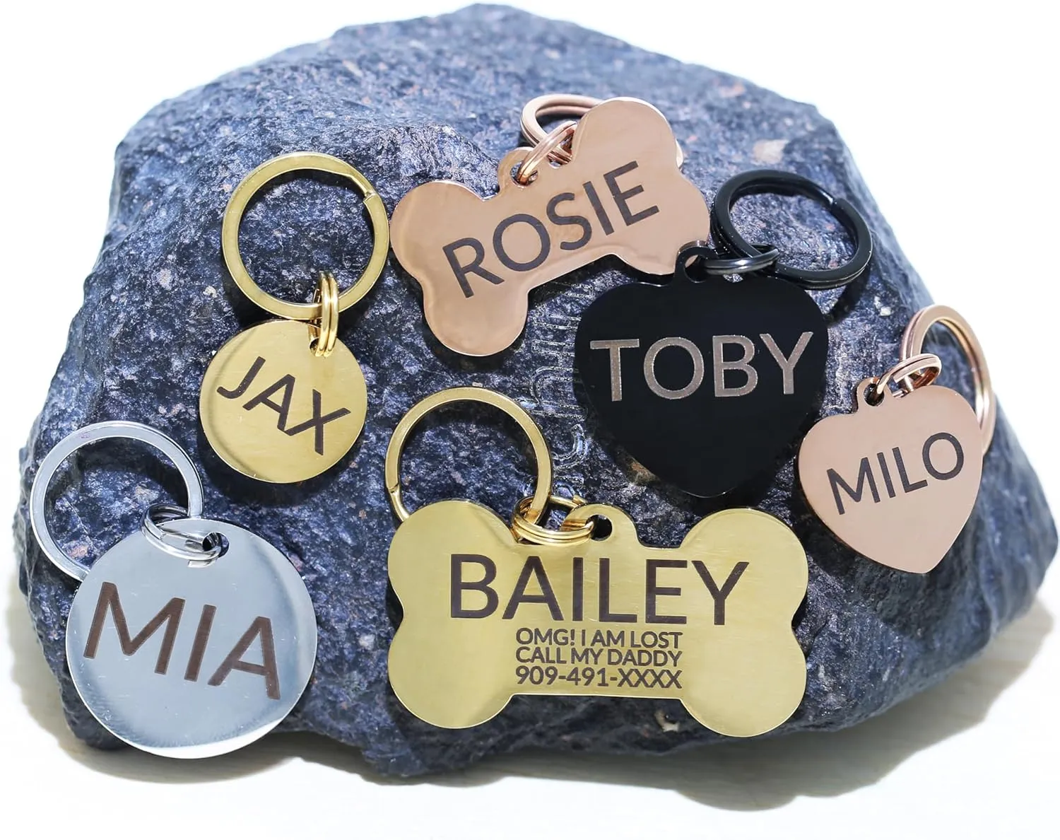 Stainless Steel Dog Tags Personalized, Pet Tag Personalized, Cat Tag Personalized, Pet ID Tags, Engraved on Both Sides, Bone, Heart and Round-Shaped (Heart, Standard)